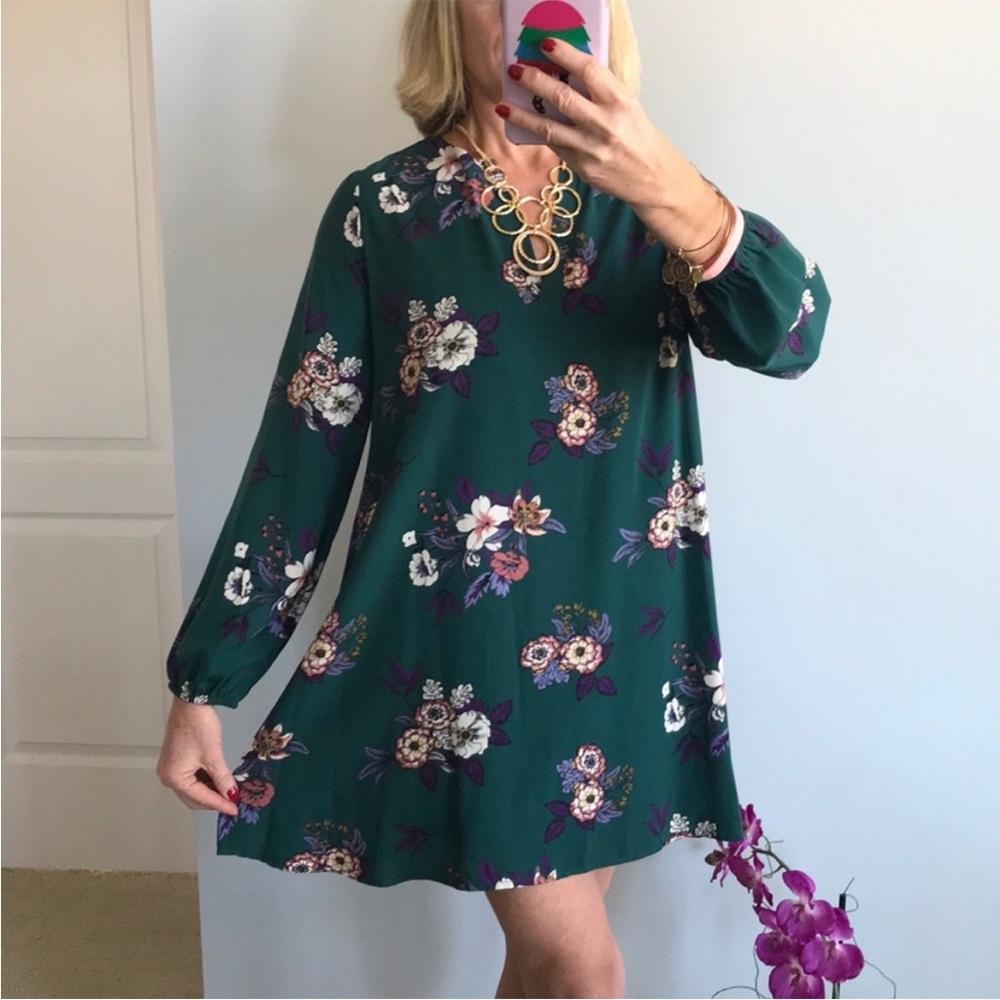 Floral Long Sleeve Tunic Dress - Picture 5 of 6